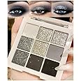evpct 9 Colors Black Smokey Grey Gray Silver Glitter Shimmer Eye Shadow Makeup Palette Highly Pigmented Black Glitter Eyeshadow Makeup Palette sombra negra para ojos para ojos brillantes