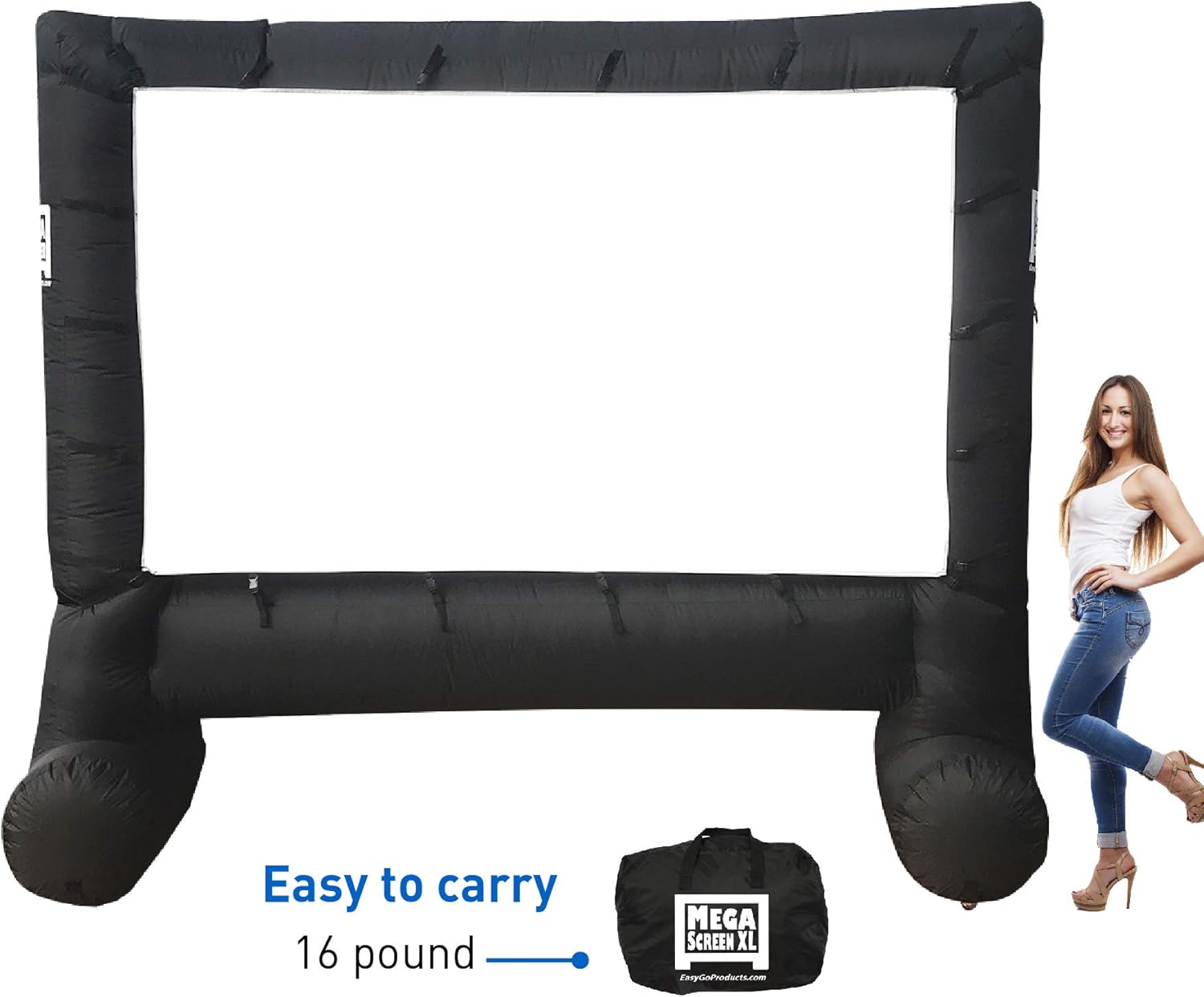 EasyGo Products 14' Inflatable Mega Movie Screen - Canvas Projection Screen for Outdoor Parties - Movie Cinema is Guaranteed to Thrill and Excite. Includes Inflation fan, Tie-Downs and Storage bag : Office Products