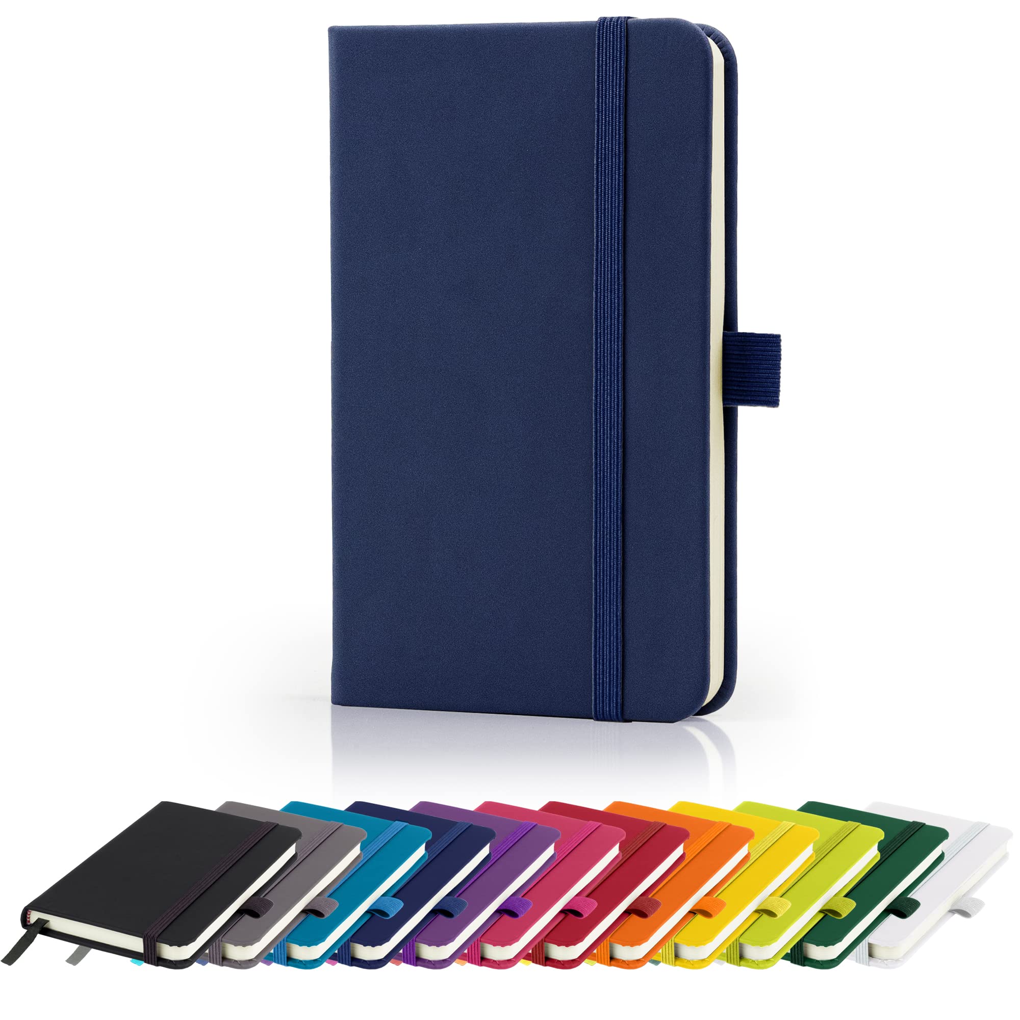 Savvy Bee Premium A6 Notebook New Lined Pocket Hardback Small Journal with pen loop, elastic closure and ribbon marker 196 pages / 98 sheets Notepad Note Book Notes Pad (Navy)