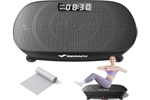 Merach Vibration Plate Exercise Machine, Vibration Plate for Women Men, Vibrating Plate with Bluetooth and Resistance Band, H