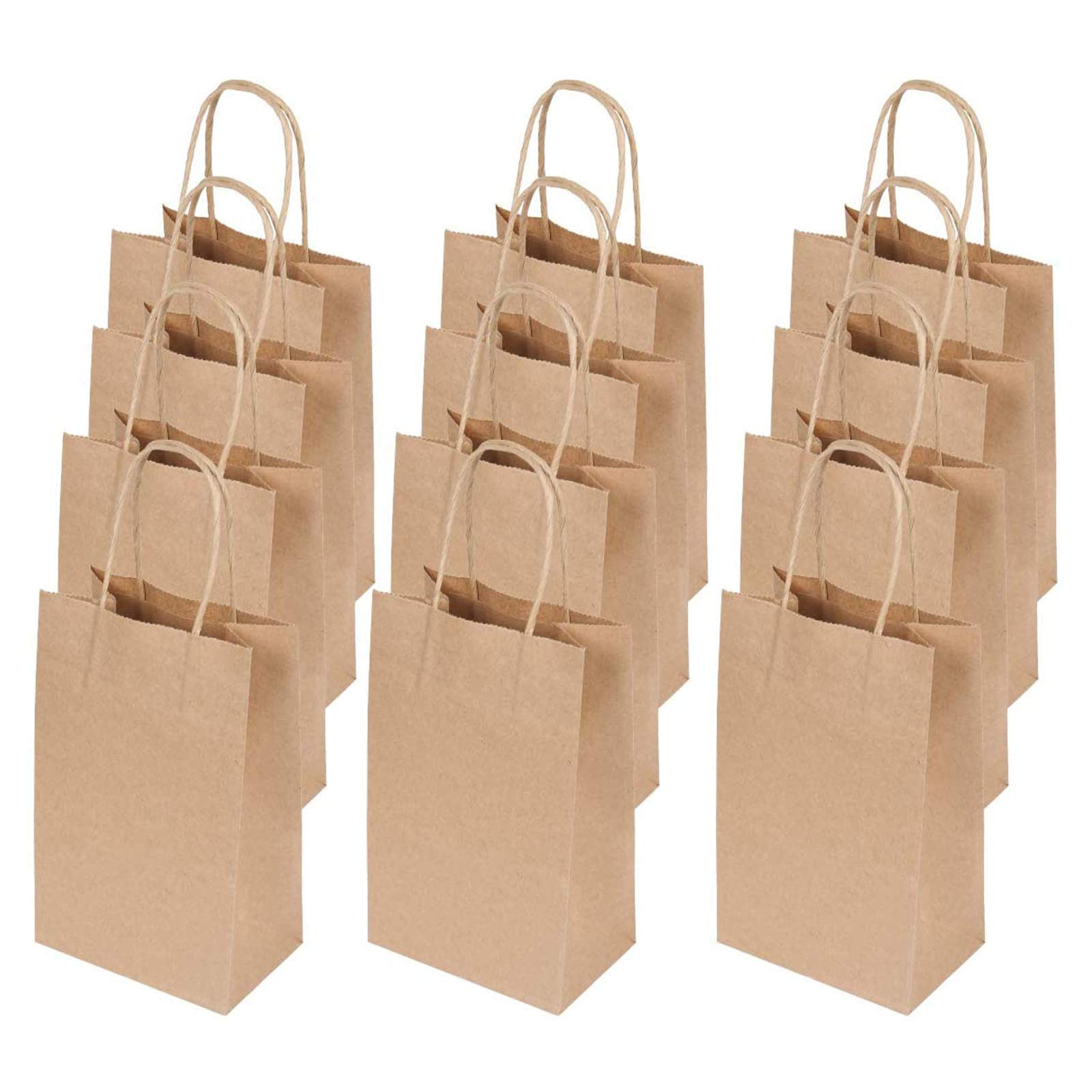 flintronic Paper Bags, 12 Pcs Kraft Gift and Sweet Bag with Handles, Kraft Bags for Kids Party, Celebrations, Baby Shower, Birthday, Halloween, Christmas (8 * 13 * 21cm)