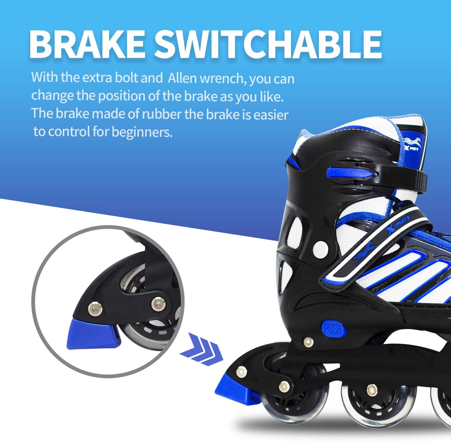 MAXFREE Adjustable Inline Skates Outdoorand Indoor Fitness Roller