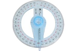 Longdex Swing Arm Protractor Plastic 4Inch 360 Degree Protractor with Swing arm