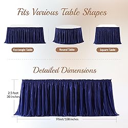 9ft Length Glitter Navy Blue Table Skirt Rectangle