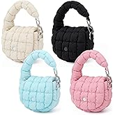 Hsei 4 Pack Mini Quilted Wristlet Bag for Women, Puffer Handbags Evening Cosmetic Bags Cute Lipstick Bag Mini Charm Accessories for Women Girls Galentines Day Gifts