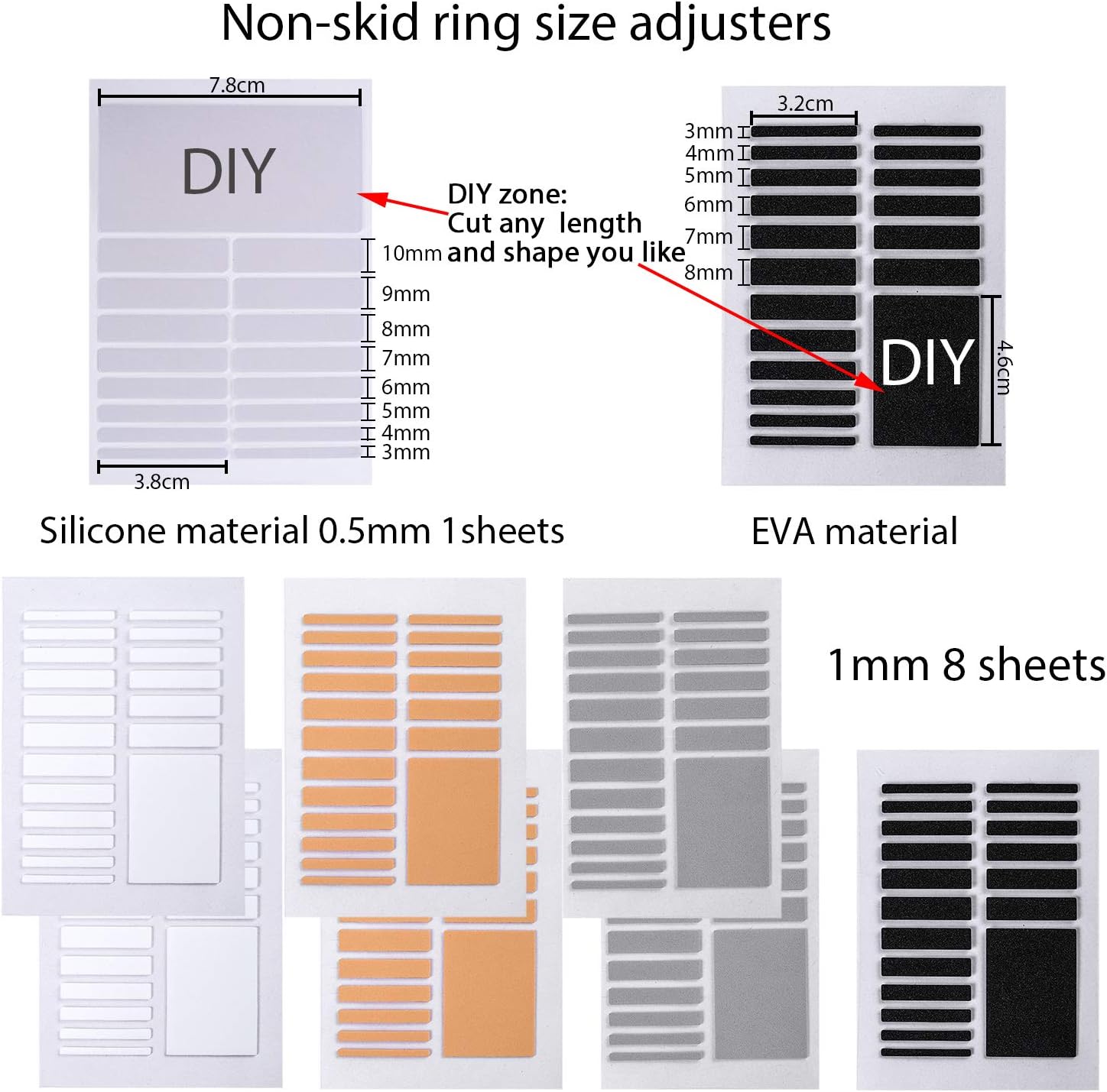 Tupa 33 Stuck Unsichtbare Ringgrossenanpassung 3 Styles Ring Reduzierring Guards Ringgrossenmesser Mit Einem Schmuck Poliertuch Fur Lose Ringe Ringgrossenmesser Schmuck Suenaacampo Com
