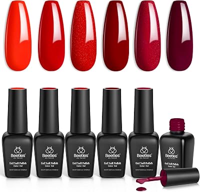 beetles Gel Polish Bloody Mary 6Pcs Red Burgundy Glitter Nail Kit