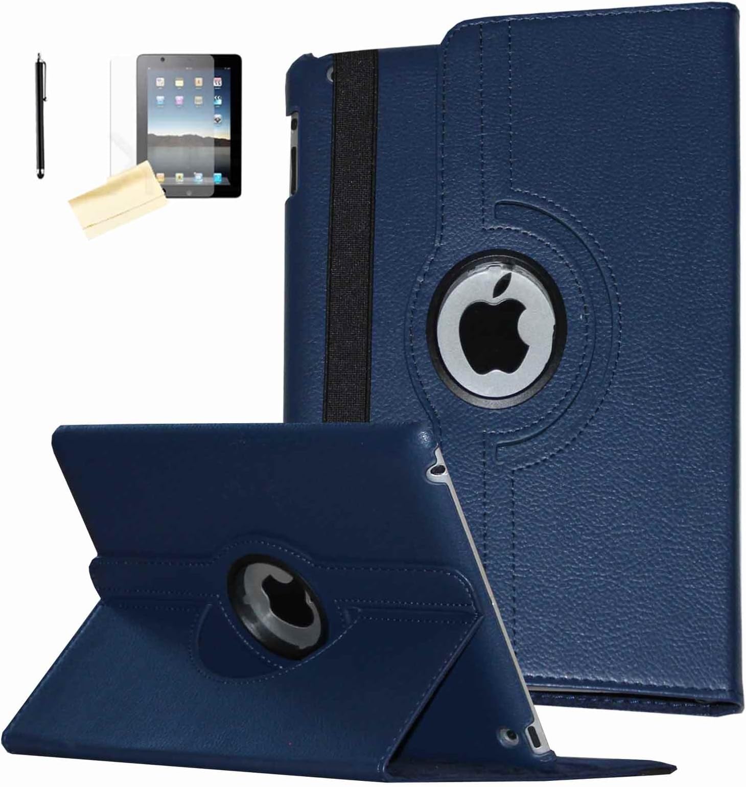 iPad Air Case (2013 Released), JYtrend (R) Rotating Stand Smart Case Cover Magnetic Auto Wake Up/Sleep for iPad Air (Air 1) A1474 A1475 A1476 (Royal Navy)