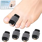 DLMDLM 4pcs Hammer Toe Straightener with Aluminum Plate, Adjustable Hammer Toe Corrector for Women & Men,Toe Splints Wraps Relief for Curled, Bent Toes,Crooked & Broken Toes (Medium)