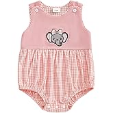Aiwpstoin Newborn Baby Girl Bubble Romper Cute Embroidery Sleeveless Plaid Bodysuit Overalls Clothes