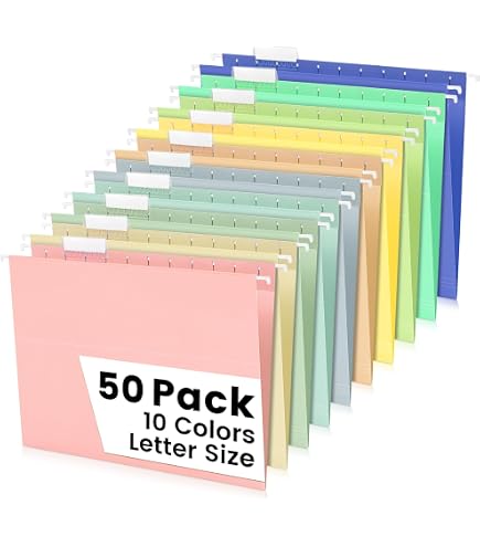 Amazon.com: 50-Pack Morandi Hanging File Folders, Letter Size with