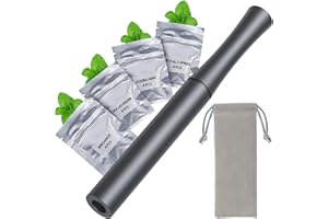 OXYGEER Smokeless Inhalers, Aluminum Oral Fixation Quit Smoking Aid Vaporless Inhaler，Quit Smoking Inhaler with 4 Free Flavored Cotton Core for Lighten(Portable Bag)—1