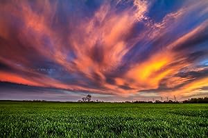 SOUTHERN PLAINS PHOTOGRAPHY Country Photography Print (Not Framed) Picture of Copper Colored Clouds Over Field at Sunset in Oklahoma Great Plains Wall Art Nature Decor (30" x 40")