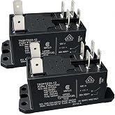 T92P7D22-12 Power Relay (2-Pack) 12VDC 30A 120VAC Double Pole Single Throw Normally Open Flange Mount, Industrial Grade Replacement for HVAC, Automotive and PLC Control