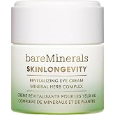 bareMinerals SKINLONGEVITY Revitalizing Eye Cream, 0.5 oz | Brightens, Smooths &amp; De-Puffs Under-Eyes, Strengthens Skin Barrier, Reduces Puffiness &amp; Dark Circles, Sensitive Skin, Vegan