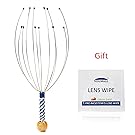AMEISEYE Hand Held Scalp Head Massager Therapeutic Head Scratcher for Deep Relaxation with Lens Cleaning Wipe for Gift (1 Piece Scalp Massager/Colors Random