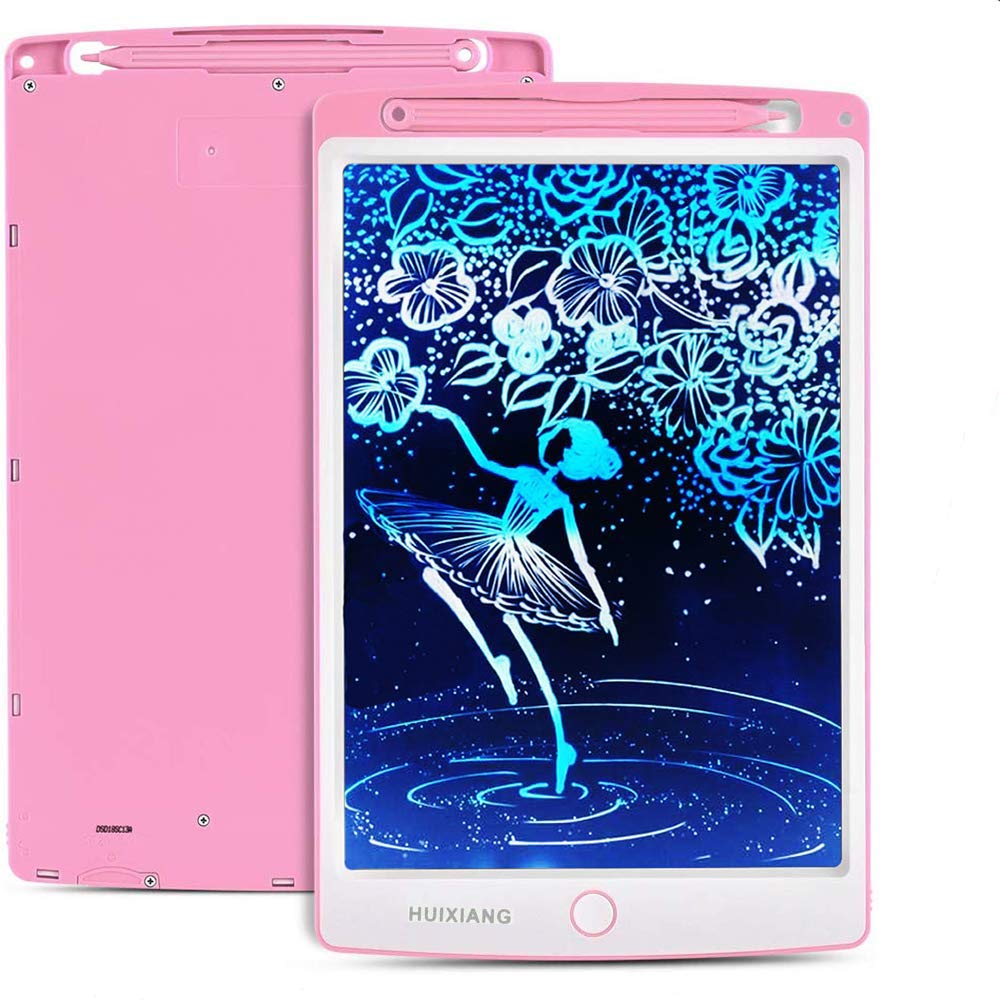 LCD Writing Tablet 10 Inch Color HUIXIANG Electronic Drawing Board Digital Rewritten Drawing Pad Multi Colour Durable Handwriting Toy for Kids Boy Girl Presents for Students (Pink)