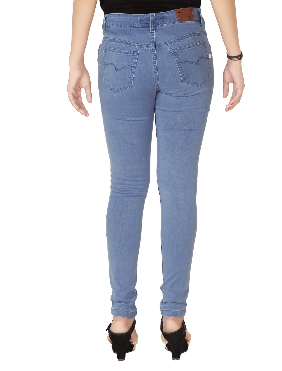 flirt nx women's denim stretchable mid blue slim fit jeans