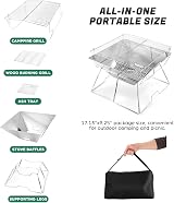 Odoland Portable Collapsible BBQ Fire Pit Stainless Steel Grill 43x43x31cm view 2