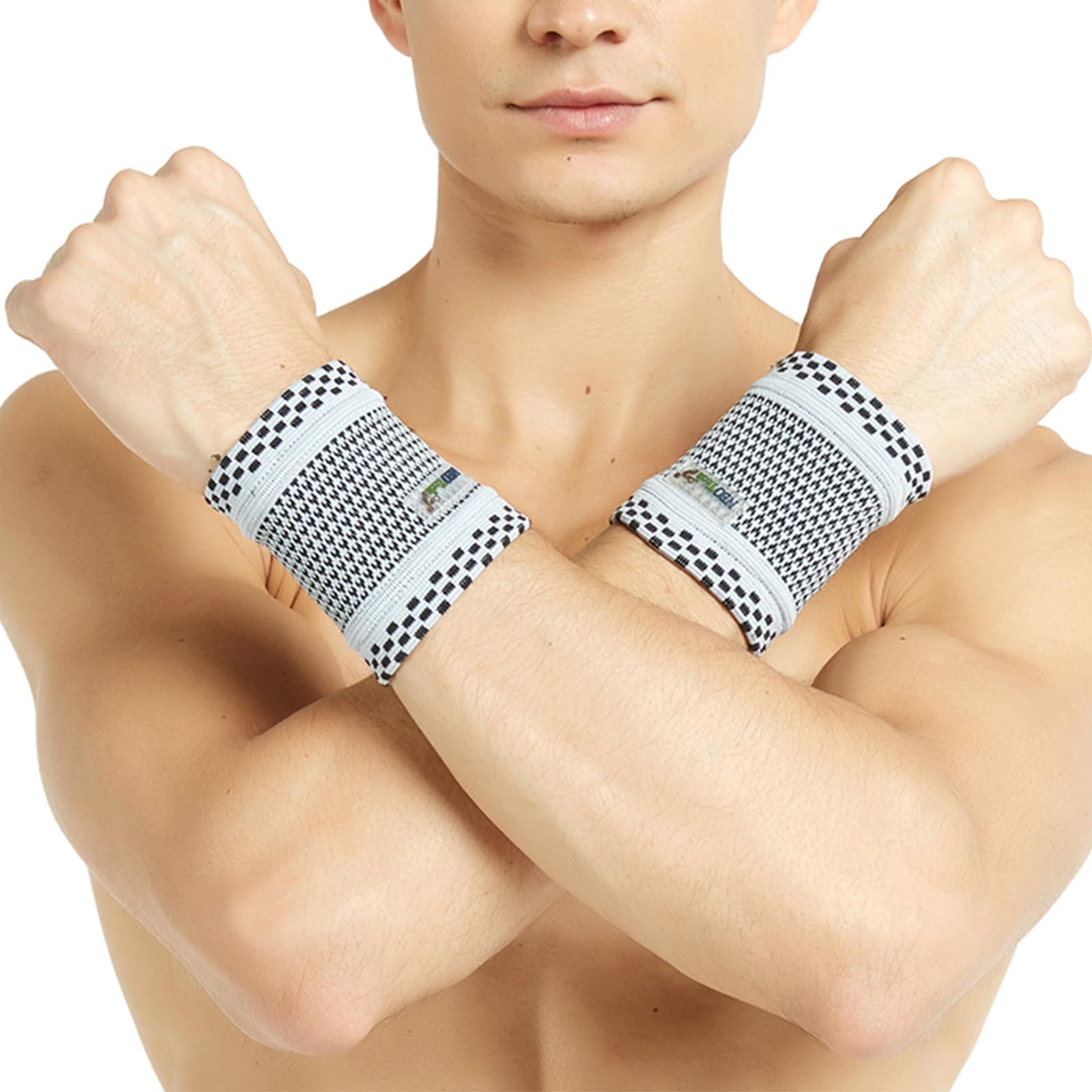 Neotech Care Wrist Brace - Light, Elastic & Breathable - Men, Women, Right or Left - for Sweat, Sports, Exercise, Workout, Gym (Grey Colour, Size M, 1 Pair)