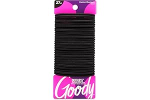Goody Ouchless Women's Braided Elastic Thick, Black, 27 Count, 4MM for Medium Hair
