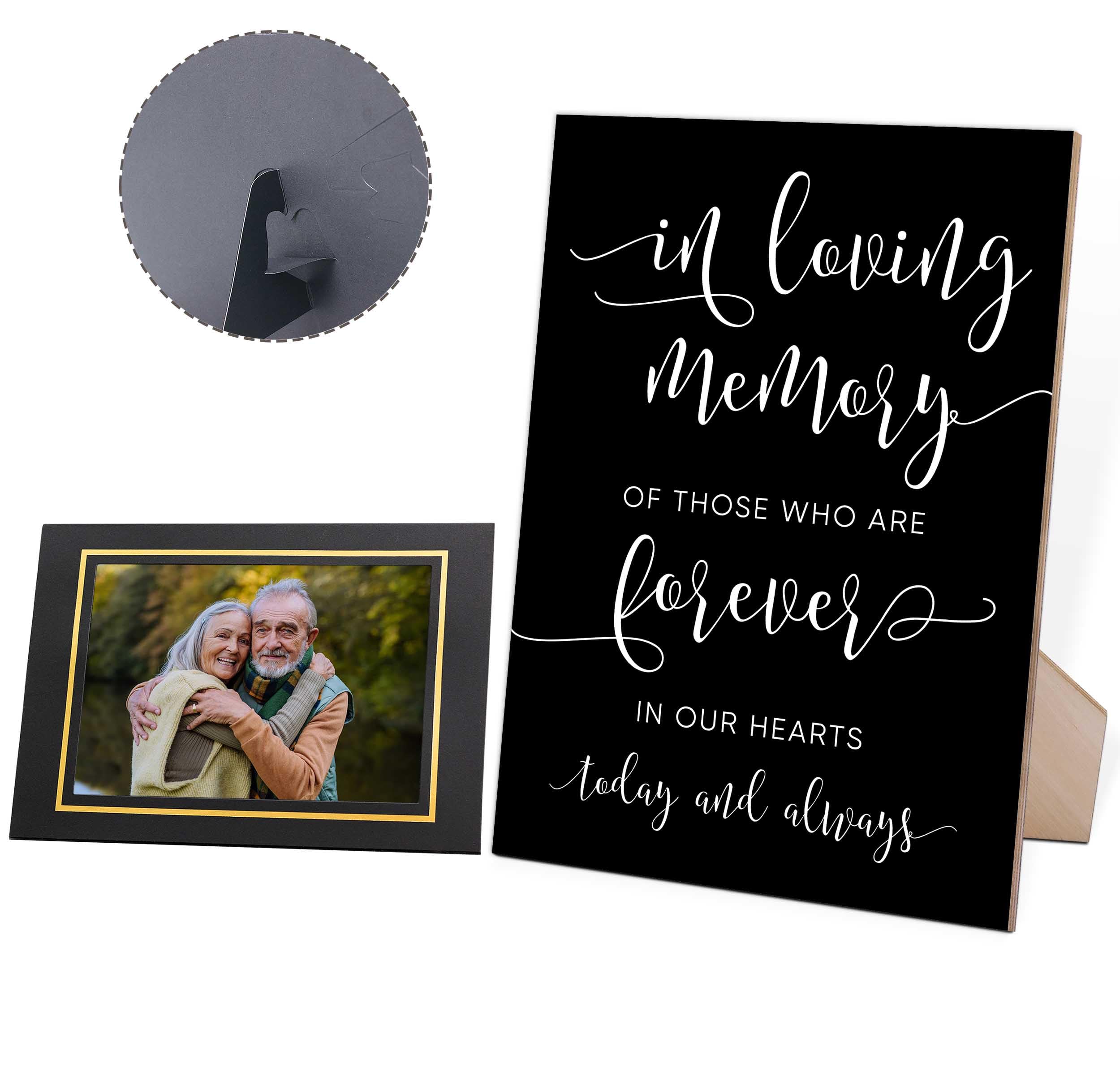 Photo 1 of 11 Pcs In Loving Memory Memorial Sign with 10 Paper Frames, Centerpiece Table Decorations Wedding, Memorial Table Decorations, Wedding Sign for Ceremony and Reception, In Loving Memory Picture Frame-4
