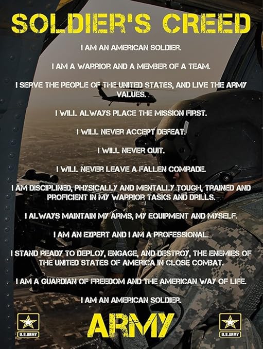 Army Soldiers Creed Poster 24x36 Military Gifts Us Armed Forces Army Soldiers Creed Poster 24x36 Military Gifts Us Armed Forces
