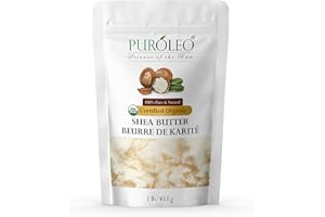 PUROLEO Organic Certified USDA Shea Butter (1 lb/454g) - Pure & Natural, Ethically Sourced, Packed In Canada - Moisturizing B