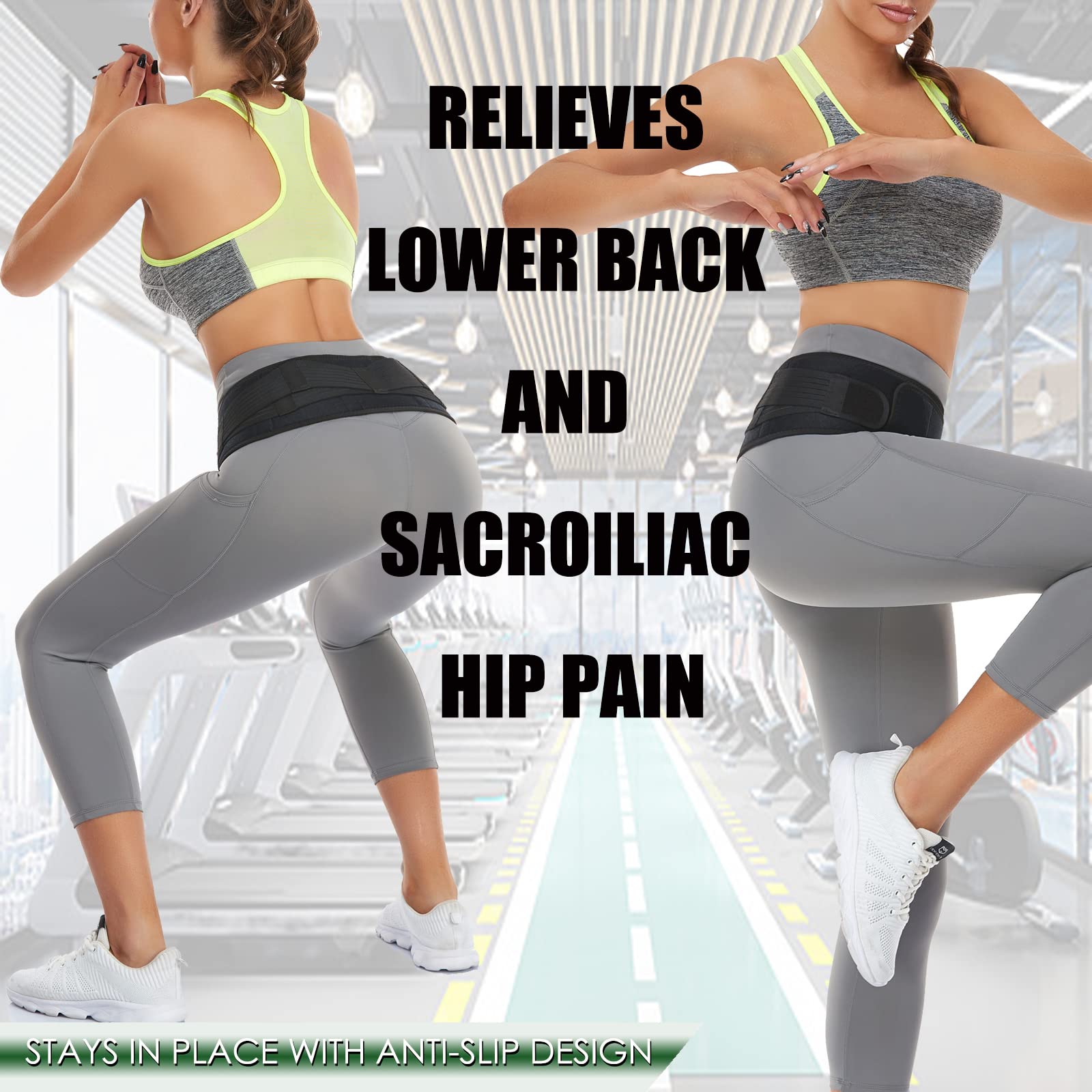 Sacroiliac SI Hip Belt for Women Men SI Joint Hip Belt Lower Back Support Brace Hip Braces for Hip Pain Pelvic Support Belt Adjustable Sciatica Pelvis Lumbar Pain Relief Trochanter