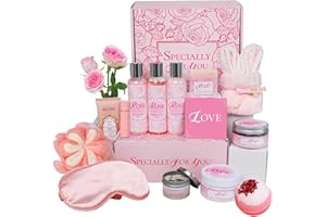HONIITAA 16Pcs Rose Spa Kit - Bath & Body Care Gift Set with Bath Bombs & Lotions for Women. The Perfect Mother's Day Birthday Valentine's Day or Thank You Gift for Mom Wife Friend Relaxing Home Spa Set
