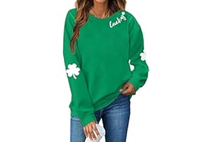 AIIWEIS St. Patrick's Day Sweatshirt for Women Lucky Shamrock Long Sleeve Shirt Ireland Clover Print Pullover Tops