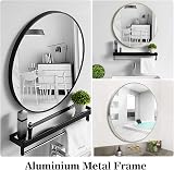 Warmiehomy Round Wall Mounted Mirror 40 cm Black Aluminum Frame view 5