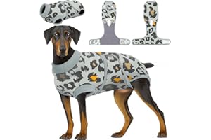 PetWarm Dog Surgical Suit, Dog After Surgery Onesie for Male & Female Dogs,Prevents Licking–Cotton Protect Dog Abdominal– Dog Cone & E-Collar Alternative,Leopard Pattern,Green Grey,XL
