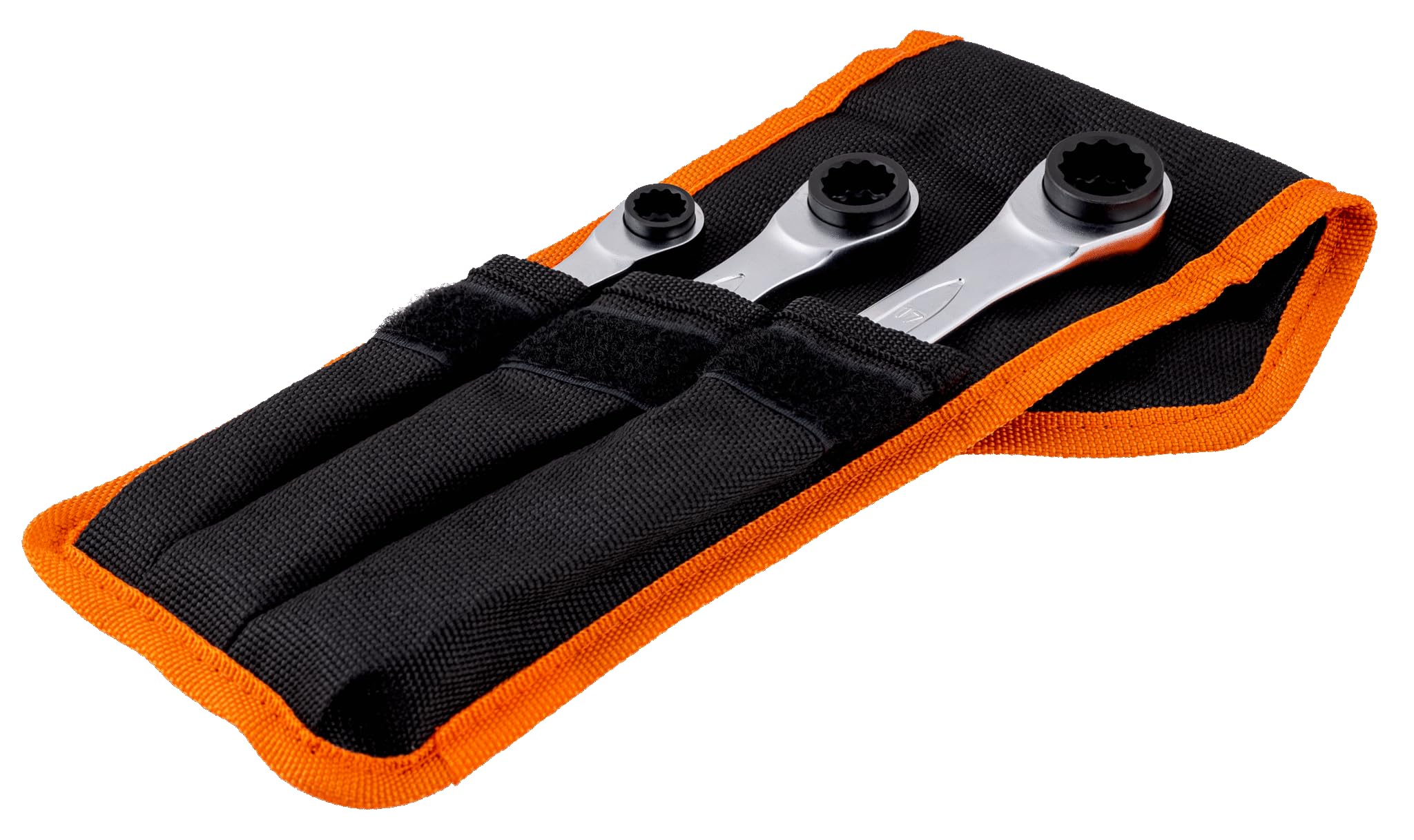 Bahco S4RM/3T Reversible Ratchet Spanner Set of 3 – 12 Spanners in 3 Including Storage Pouch 8-19mm