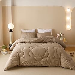 Cottonight Khaki Sunflower Comforter Set King