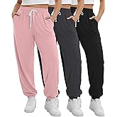 Neer 3 Pack Women's Plus Size Sweatpants Casual Loose Fit Drawstring Joggers Lightweight Athletic Lounge Pants with Pockets
