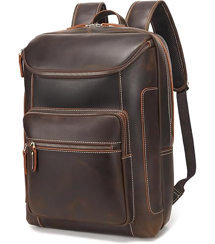 Amazon.com: Leather backpack purse rucksack laptop bag for  display picture 1
