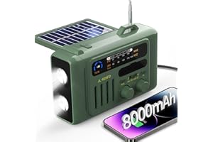 MOFOKEAY Emergency Weather Radio, 8000mAh Hand Crank Radio, Solar AM/FM/NOAA Weather Portable Radio with Flashlight, Bluetooth Speaker, SOS, 4 Ways Powered for Indoor Outdoor Emergencies (Green)