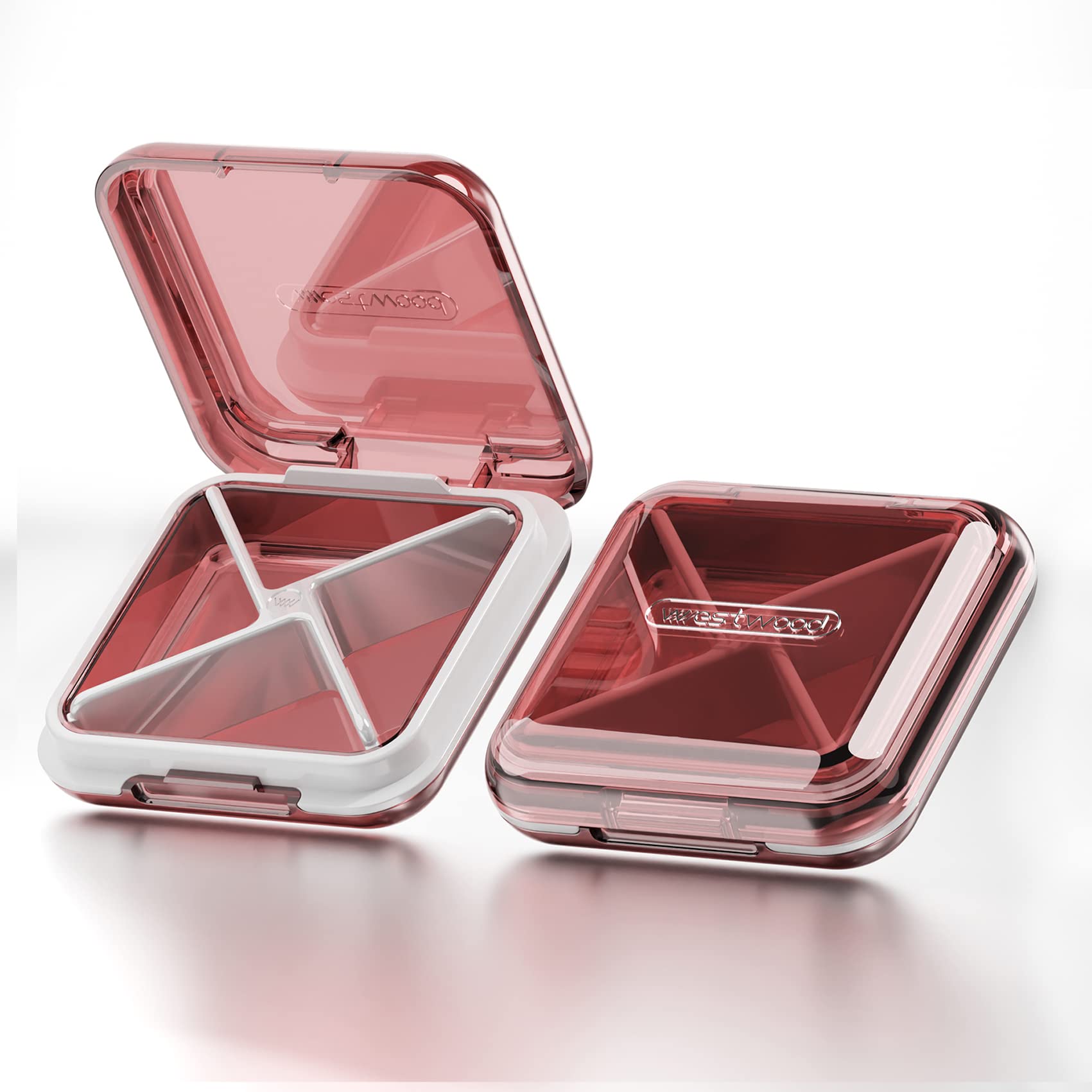 Photo 1 of DUBSTAR Daily Pill Organizer,4 Compartments Portable Travel Small Pill Case, Pill Box for Purse Pocket to Hold Vitamins,Cod Liver Oil,Supplements and Medication (Red)