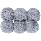 PATIKIL Faux Fur Pom Poms for Hats, 6 Pcs Fluffy Soft Fur Poms Balls for Keychain Knitting Hats DIY Scarves Gloves Bag Christmas, Grey