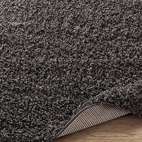 Ottomanson Collection Solid Shag Rug, 2' x 5', Charcoal Pricepulse
