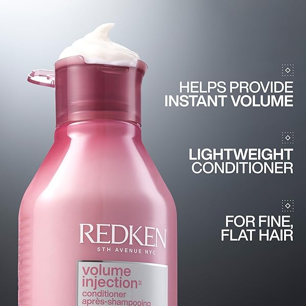 REDKEN VOLUME INJECTION CONDITIONER | LIGHTWEIGHT VOLUME CONDITIONER FOR FINE HAIR | DETANGLES AND ADDS VOLUME & BODY TO FLAT HAIR | SOFT, SHINY FINISH | PARABEN FREE