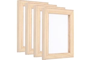 PATIKIL A6 Sizes Wooden Paper Making Screen, 4Pcs 5.5 x 4.3 Inch Single Paper Making Mould and Deckle Papermaking Supplies Fr