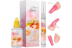 Gellaktik Nail Glue Remover with Remover Pen Tool Kit for Press on Nails, 50ml Acetone-Free Solution for False Nails, Acrylic Fake Tips, Pro Click & Remove Pen Design