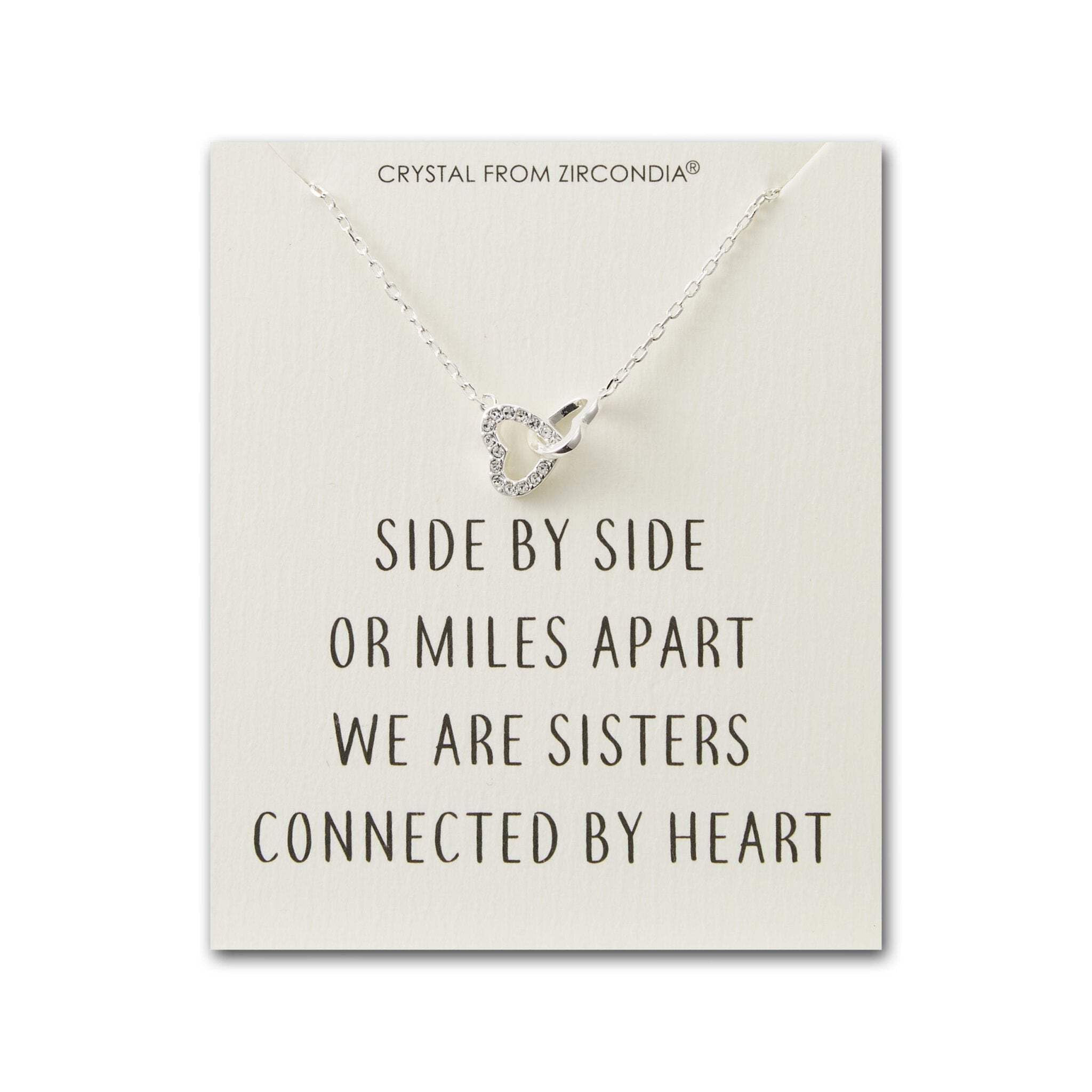 Philip Jones Sister Heart Link Necklace with Quote Card Created with Zircondia® Crystals