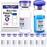 Ks-Tek Sterile Empty Vials with Self Healing Injection Port,with Flip Off Aluminum Cap,Sterile Package (10ml,10)