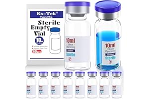 Ks-Tek Sterile Empty Vials with Self Healing Injection Port,with Flip Off Aluminum Cap,Sterile Package (10ml,10)