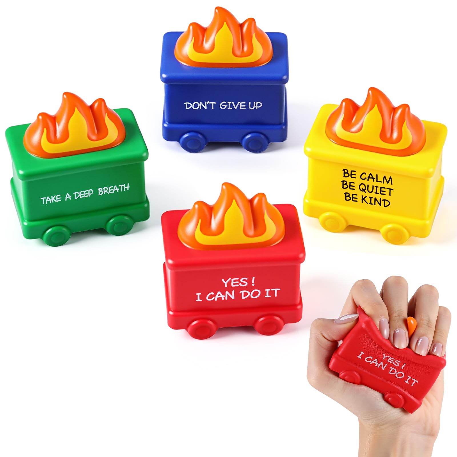 Shappy 4 Pcs Dumpster Stress Relief Balls Dumpster Anxiety Relief Gift PU Stress Balls for Adults Therapy Fidget Appreciation Gifts for Office Coworker(Colorful,Motivational)