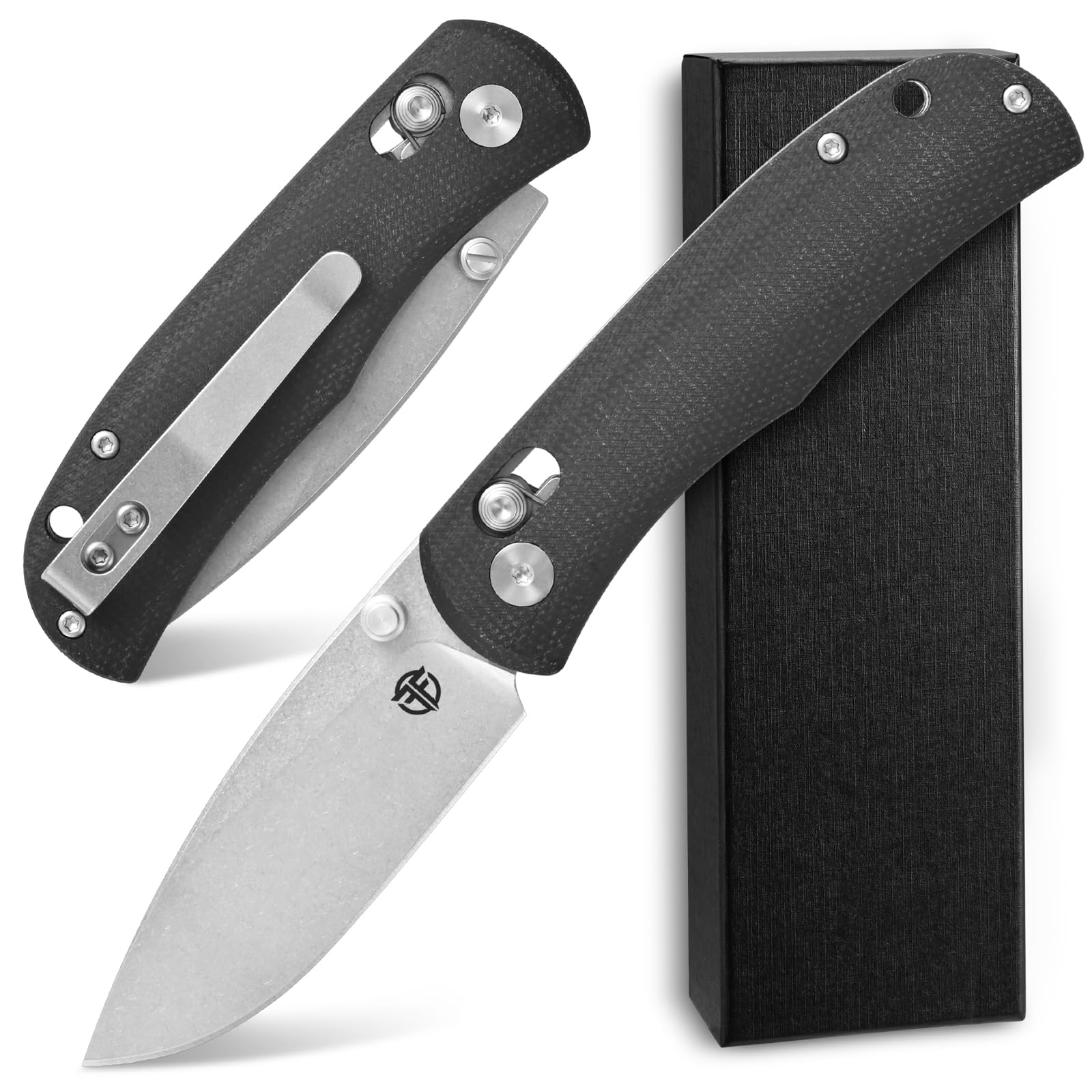 Photo 1 of CCFFCC FF22 Folding Pocket Knife,VG10 Steel Blade Micarita Handle Full Tang Knife for Outdoor Activities Camping Hunting Fishing(Black)