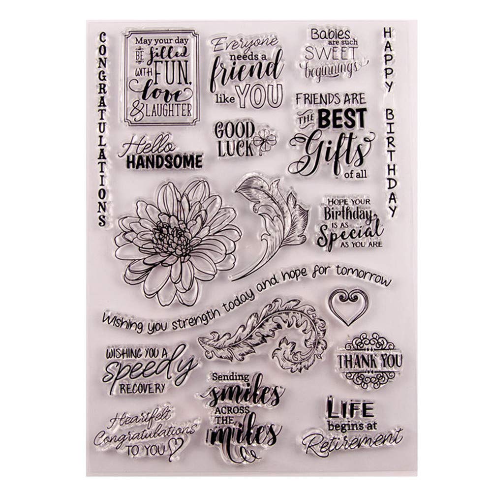 arriettycraft Good Luck Flowers sentiments Greetings Words Sweet Love Stamps Rubber Clear Stamp/Seal Scrapbook/Photo Decorative Card Making Clear Stamp